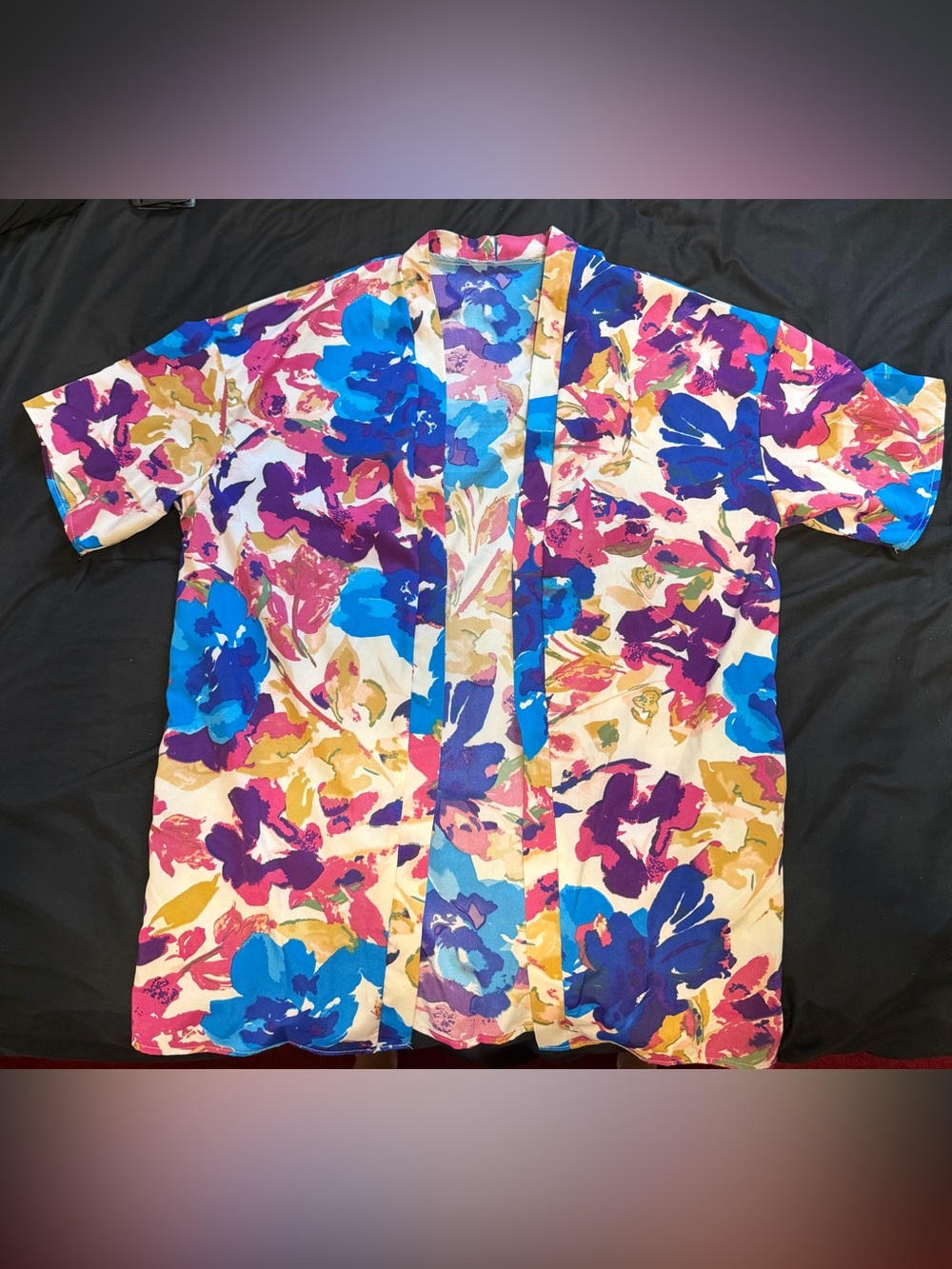 SHEIN Multicolor Floral kimono - Blue, Purple, Pink, with matching shorts, cami
